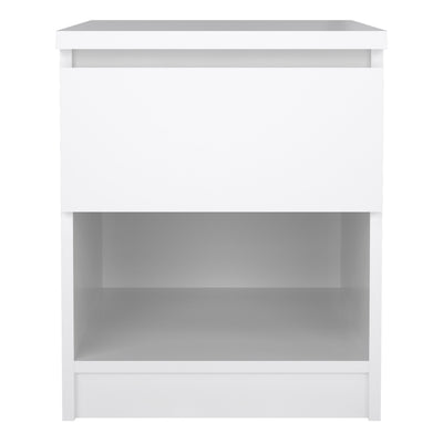 Naia Bedside 1 Drawer 1 Shelf in White High Gloss – FTG, view 9