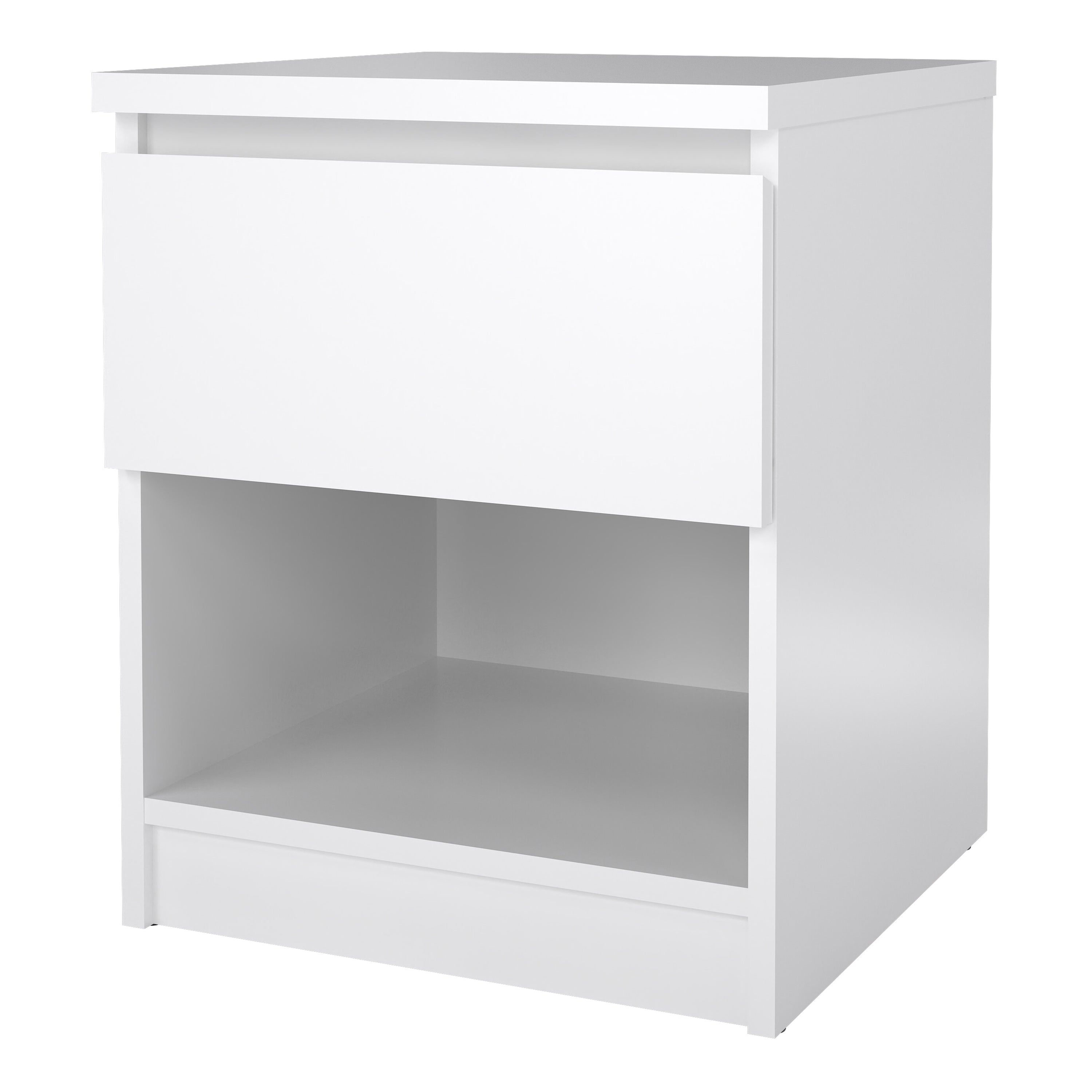 Naia Bedside 1 Drawer 1 Shelf in White High Gloss – FTG, view 10