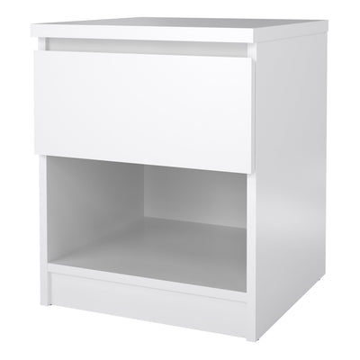 Naia Bedside 1 Drawer 1 Shelf in White High Gloss – FTG, view 10