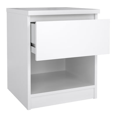 Naia Bedside 1 Drawer 1 Shelf in White High Gloss – FTG