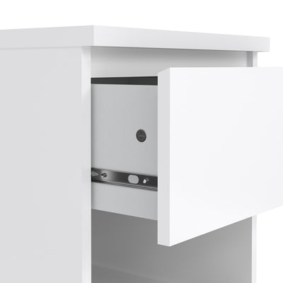 Naia Bedside 1 Drawer 1 Shelf in White High Gloss – FTG, view 3
