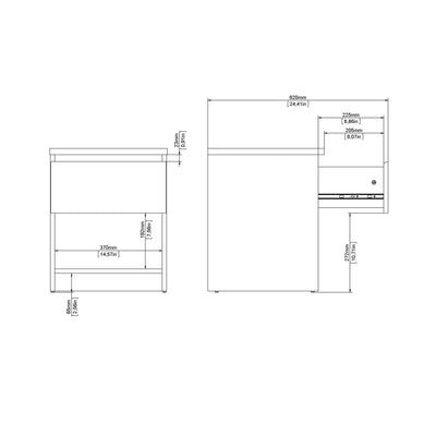 Naia Bedside 1 Drawer 1 Shelf in White High Gloss – FTG, view 6
