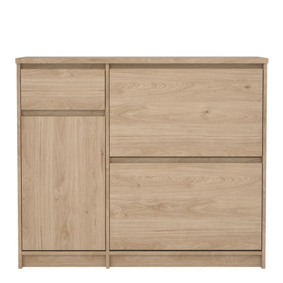 Naia Shoe Cabinet with 2 Flip Down Doors 1 Door and 1 Drawer in Jackson Hickory Oak – FTG, view 2
