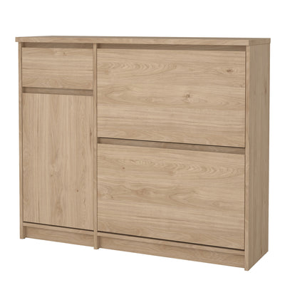 Naia Shoe Cabinet with 2 Flip Down Doors 1 Door and 1 Drawer in Jackson Hickory Oak – FTG, view 3