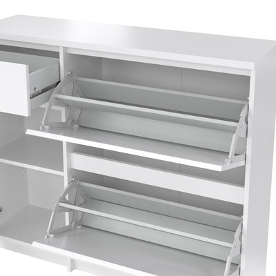 Naia Shoe Cabinet with 2 Flip Down Doors 1 Door and 1 Drawer in White High Gloss – FTG, view 9