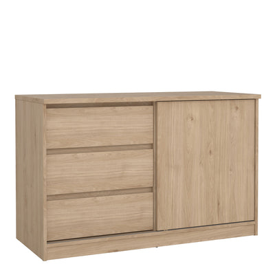 Naia Storage Unit with 1 Sliding Door and 3 Drawers in Jackson Hickory Oak – FTG