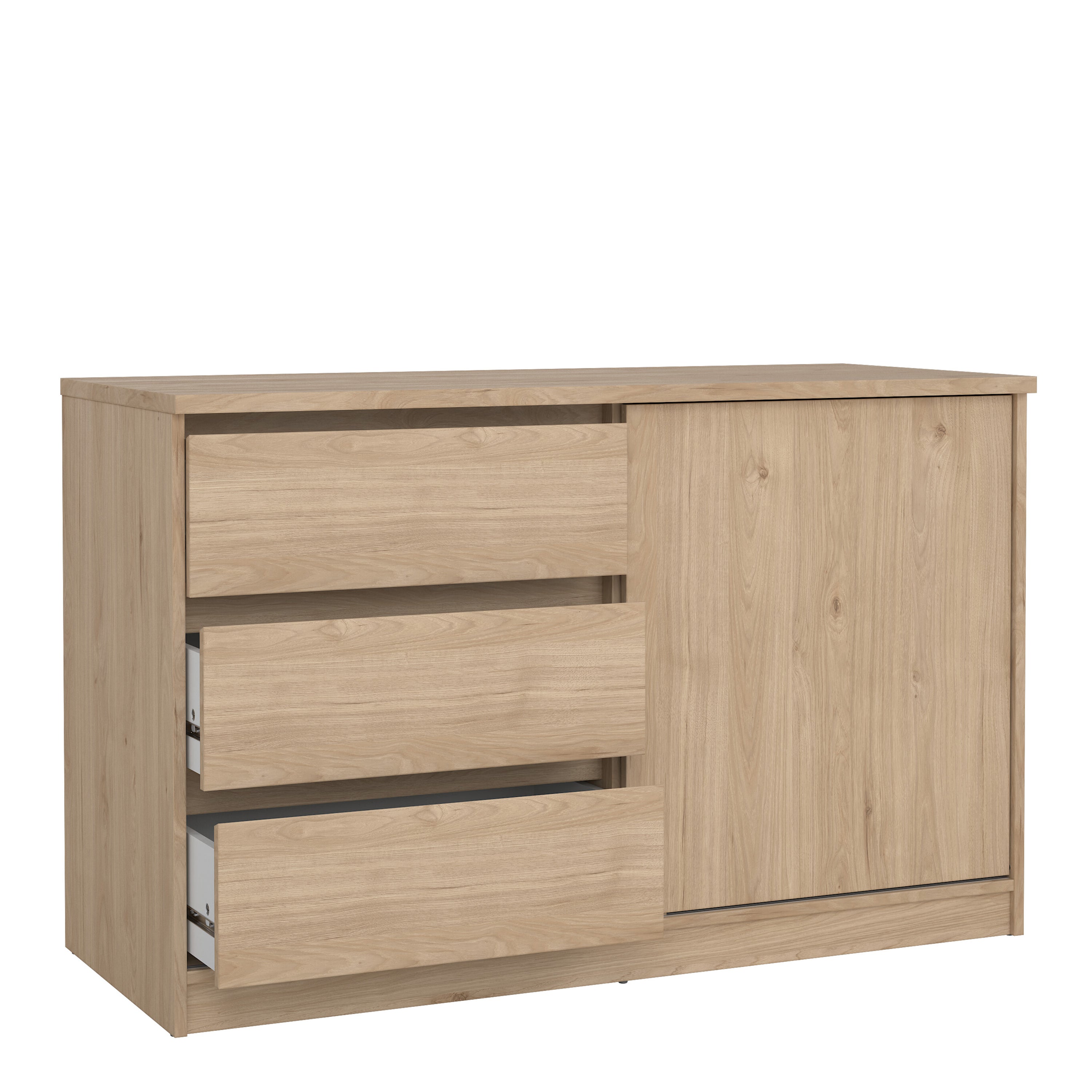 Naia Storage Unit with 1 Sliding Door and 3 Drawers in Jackson Hickory Oak – FTG, view 4
