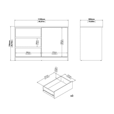 Naia Storage Unit with 1 Sliding Door and 3 Drawers in Jackson Hickory Oak – FTG, view 9