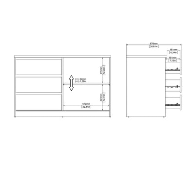 Naia Storage Unit with 1 Sliding Door and 3 Drawers in White High Gloss – FTG, view 10