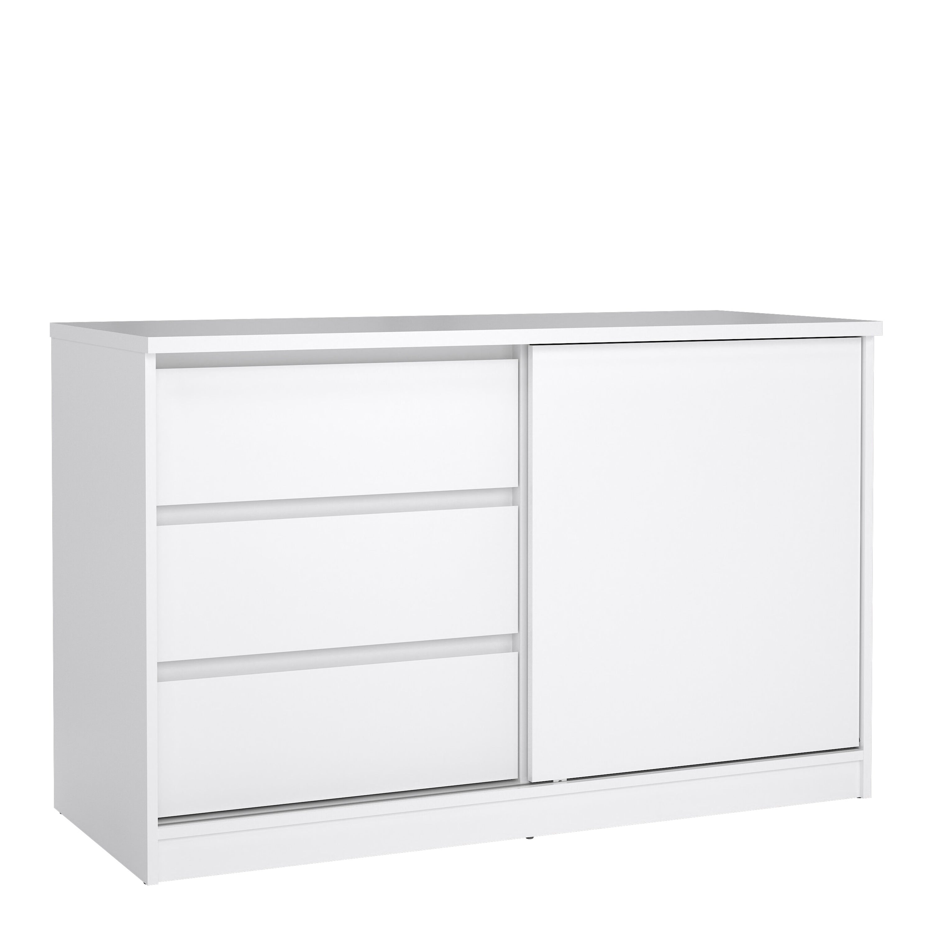 Naia Storage Unit with 1 Sliding Door and 3 Drawers in White High Gloss – FTG