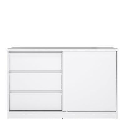 Naia Storage Unit with 1 Sliding Door and 3 Drawers in White High Gloss – FTG, view 2