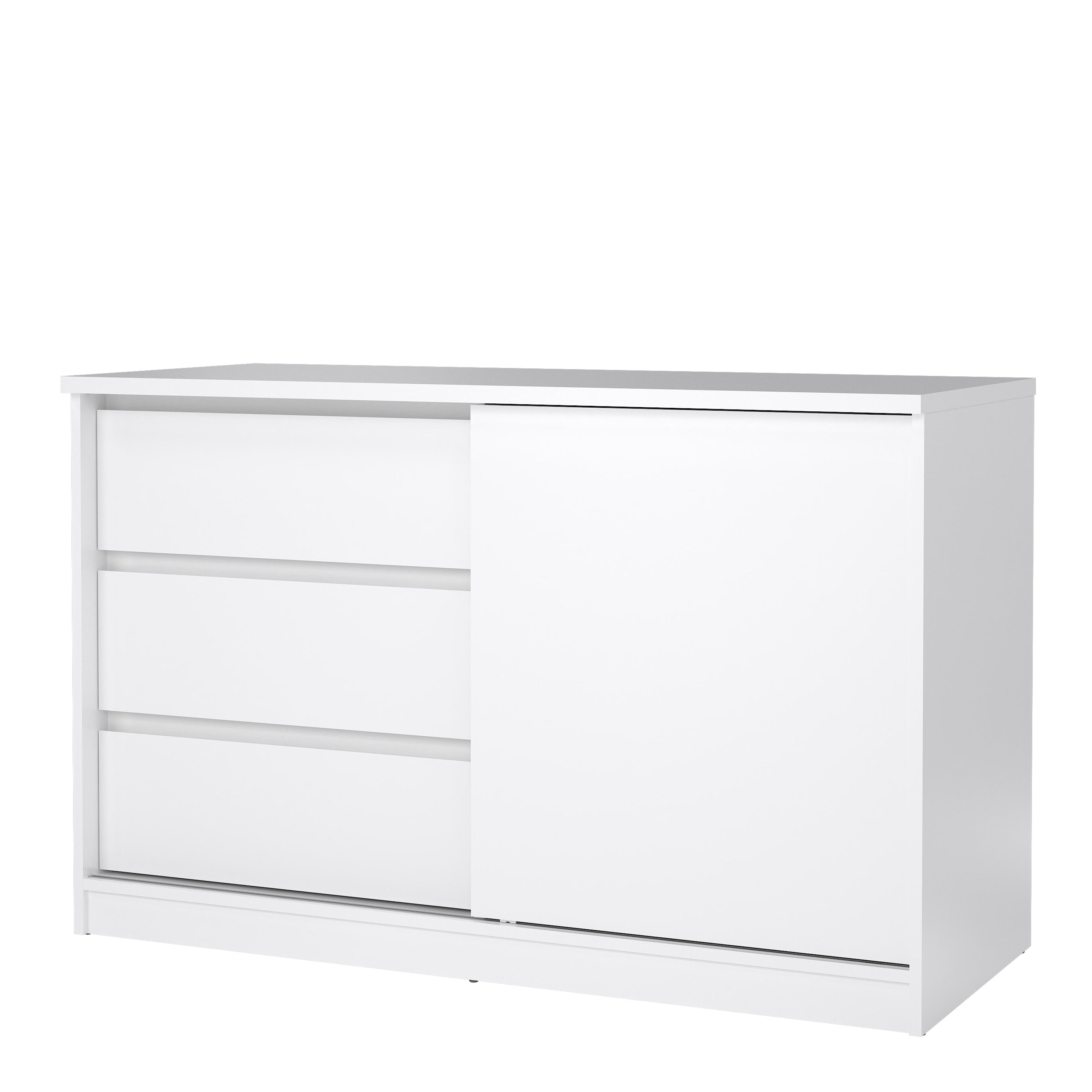 Naia Storage Unit with 1 Sliding Door and 3 Drawers in White High Gloss – FTG, view 3