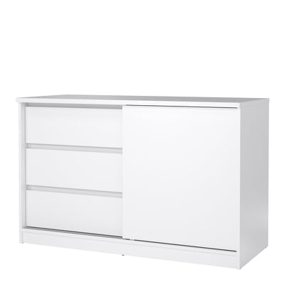 Naia Storage Unit with 1 Sliding Door and 3 Drawers in White High Gloss – FTG, view 3