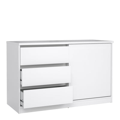 Naia Storage Unit with 1 Sliding Door and 3 Drawers in White High Gloss – FTG, view 4