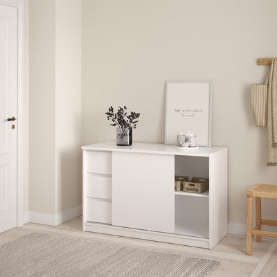 Naia Storage Unit with 1 Sliding Door and 3 Drawers in White High Gloss – FTG, view 6