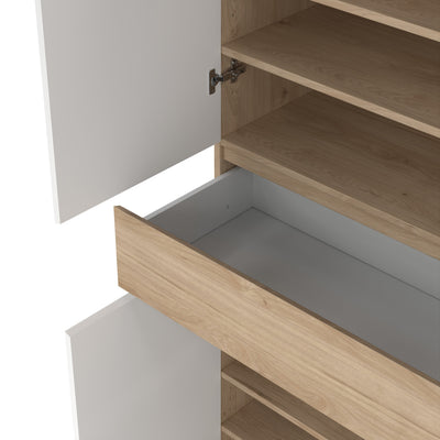 Naia Shoe Cabinet with 4 Doors 1 Drawer in Jackson Hickory Oak and White – FTG, view 11