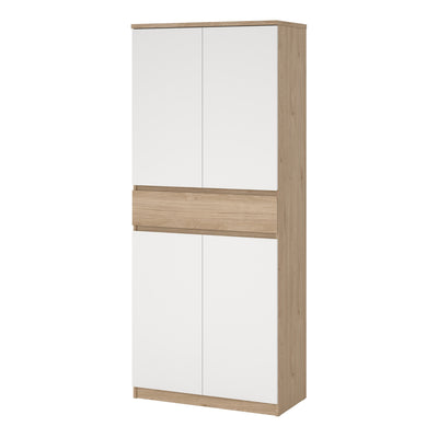 Naia Shoe Cabinet with 4 Doors 1 Drawer in Jackson Hickory Oak and White – FTG, view 3