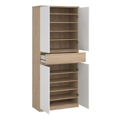 Naia Shoe Cabinet with 4 Doors 1 Drawer in Jackson Hickory Oak and White – FTG, view 5