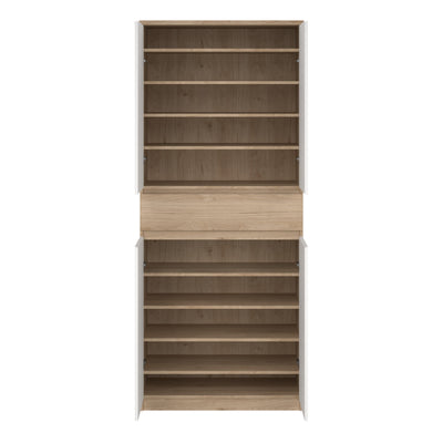 Naia Shoe Cabinet with 4 Doors 1 Drawer in Jackson Hickory Oak and White – FTG, view 6