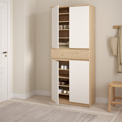 Naia Shoe Cabinet with 4 Doors 1 Drawer in Jackson Hickory Oak and White – FTG, view 8