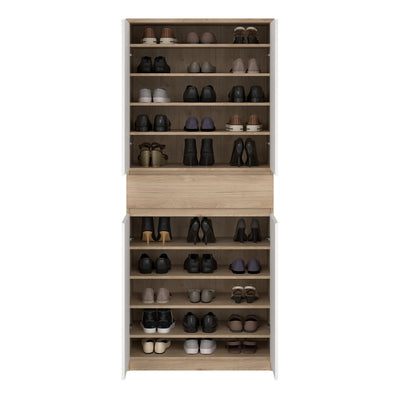 Naia Shoe Cabinet with 4 Doors 1 Drawer in Jackson Hickory Oak and White – FTG, view 9