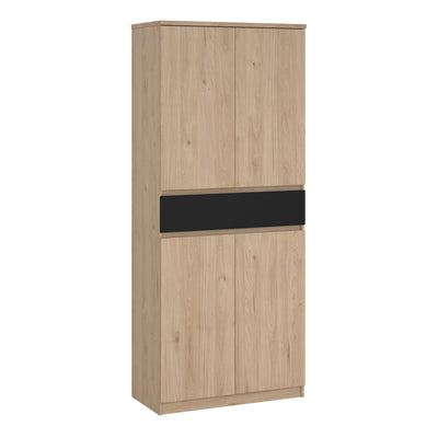 Naia Shoe Cabinet with 4 Doors 1 Drawer in Jackson Hickory Oak and Black – FTG