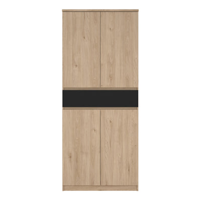 Naia Shoe Cabinet with 4 Doors 1 Drawer in Jackson Hickory Oak and Black – FTG, view 2