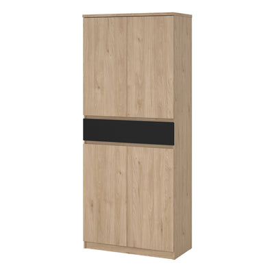 Naia Shoe Cabinet with 4 Doors 1 Drawer in Jackson Hickory Oak and Black – FTG, view 3