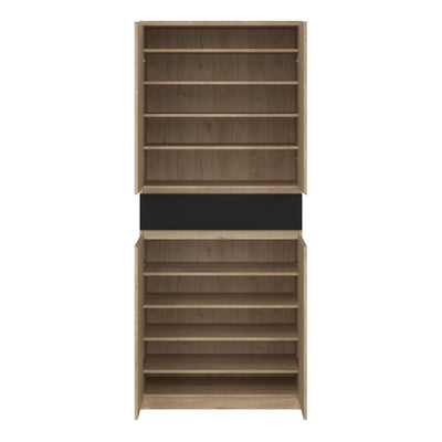 Naia Shoe Cabinet with 4 Doors 1 Drawer in Jackson Hickory Oak and Black – FTG, view 6