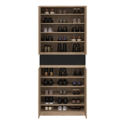 Naia Shoe Cabinet with 4 Doors 1 Drawer in Jackson Hickory Oak and Black – FTG, view 9