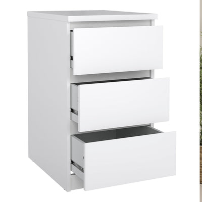 Naia Package - Bedside 3 Drawers + Chest of 5 Drawers + Wardrobe with 2 Doors + 1 Drawer in White High Gloss – FTG, view 3