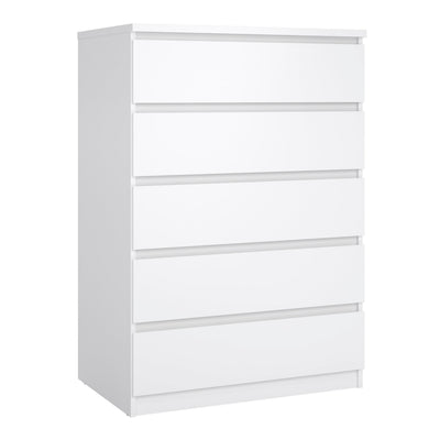 Naia Package - Bedside 3 Drawers + Chest of 5 Drawers + Wardrobe with 2 Doors + 1 Drawer in White High Gloss – FTG, view 5