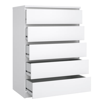 Naia Package - Bedside 3 Drawers + Chest of 5 Drawers + Wardrobe with 2 Doors + 1 Drawer in White High Gloss – FTG, view 6