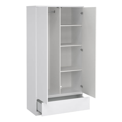 Naia Package - Bedside 3 Drawers + Chest of 5 Drawers + Wardrobe with 2 Doors + 1 Drawer in White High Gloss – FTG, view 9