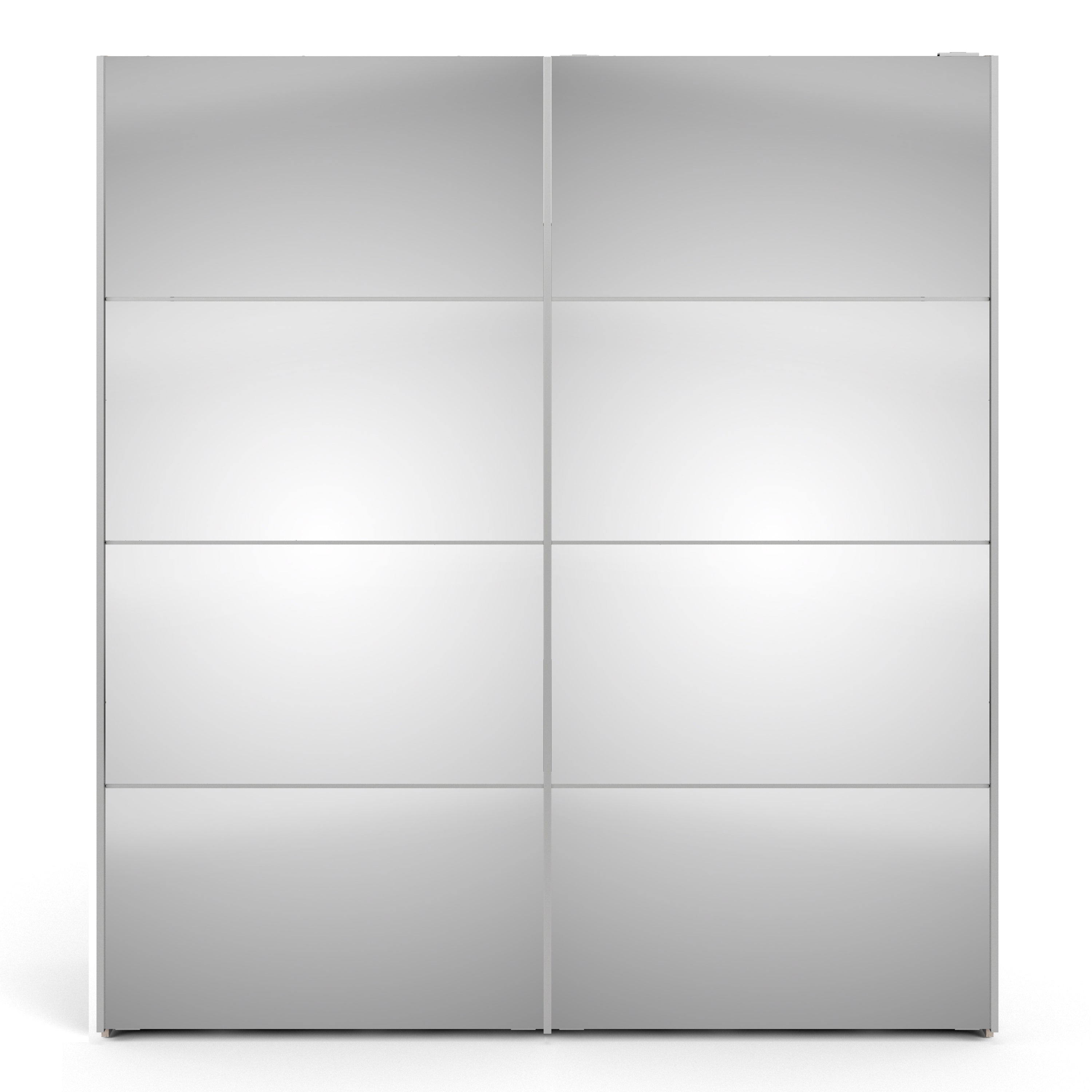 Verona Sliding Wardrobe 180cm in White with Mirror Doors with 2 Shelves – FTG, view 2