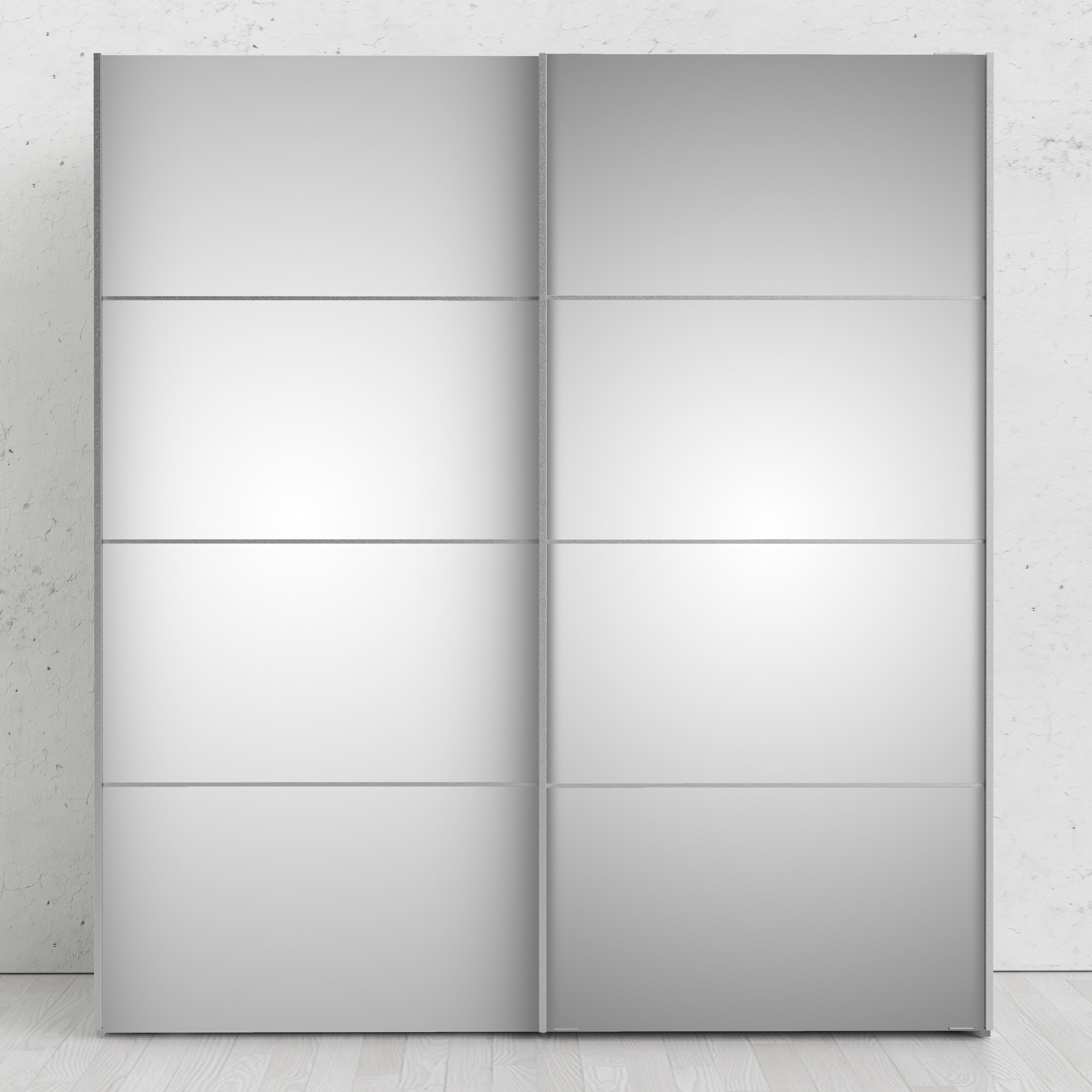 Verona Sliding Wardrobe 180cm in White with Mirror Doors with 2 Shelves – FTG, view 6