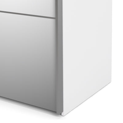 Verona Sliding Wardrobe 180cm in White with Mirror Doors with 2 Shelves – FTG, view 9