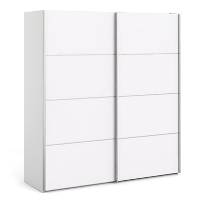 N/A Verona Sliding Wardrobe 180cm in White with White Doors with 5 Shelves