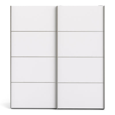 N/A Verona Sliding Wardrobe 180cm in White with White Doors with 5 Shelves