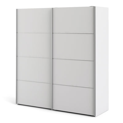 N/A Verona Sliding Wardrobe 180cm in White with White Doors with 5 Shelves