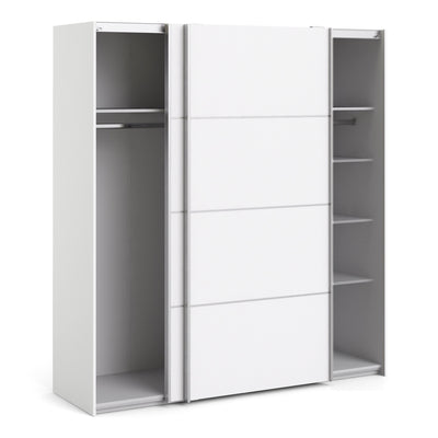 N/A Verona Sliding Wardrobe 180cm in White with White Doors with 5 Shelves
