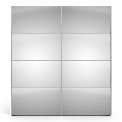 Verona Sliding Wardrobe 180cm in White with Mirror Doors with 5 Shelves – FTG, view 2