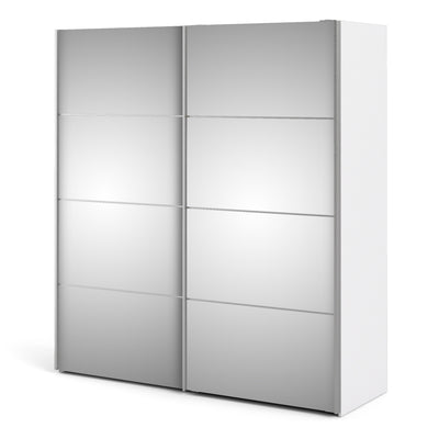 Verona Sliding Wardrobe 180cm in White with Mirror Doors with 5 Shelves – FTG, view 3