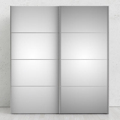 Verona Sliding Wardrobe 180cm in White with Mirror Doors with 5 Shelves – FTG, view 5