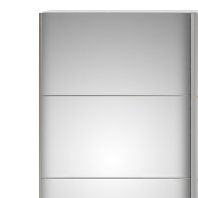 Verona Sliding Wardrobe 180cm in White with Mirror Doors with 5 Shelves – FTG, view 6
