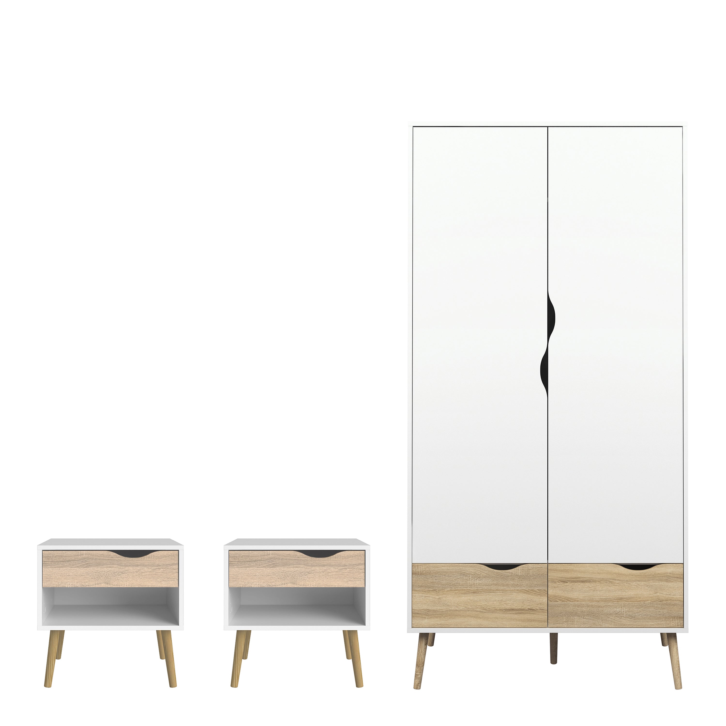Oslo 3 Piece Bedroom Set White & Oak – FTG