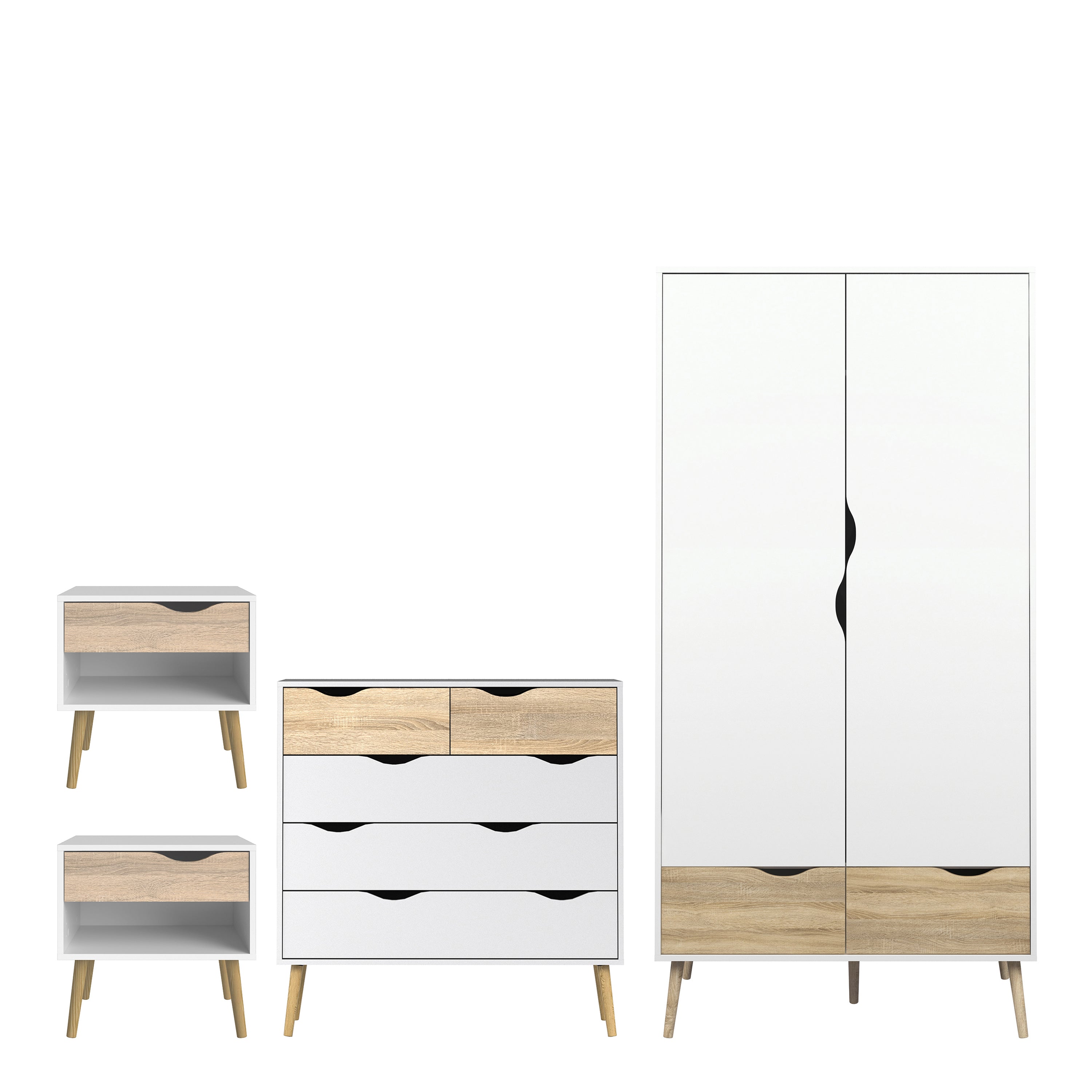 Oslo 4 Piece Bedroom Set White & Oak – FTG