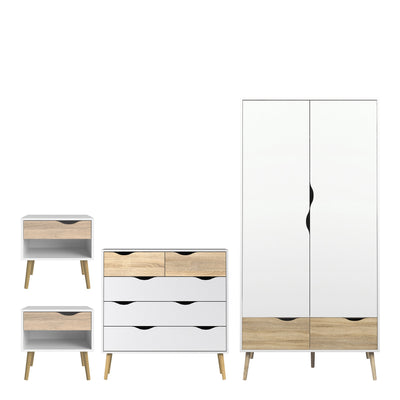 Oslo 4 Piece Bedroom Set White & Oak – FTG