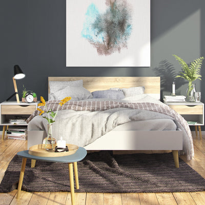 Oslo 3 Piece Bedroom Set, Dbl Bed White & Oak – FTG, view 4