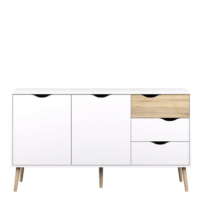 Oslo Sideboard Large 3 Drawers 2 Doors in White and Oak – FTG, view 2